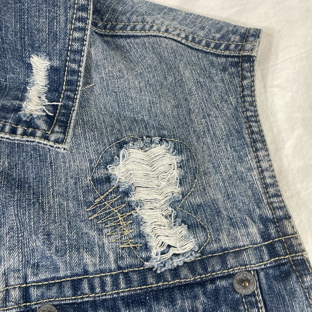Southpole Premiun Mens Blue Biker Patched Denim Vest Size L - Picture 9 of 15
